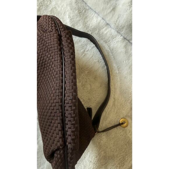 The Sak Brown Woven Shoulder Bag Medium Purse Viscose Blend 13x10x1in Zip Top - Picture 5 of 7